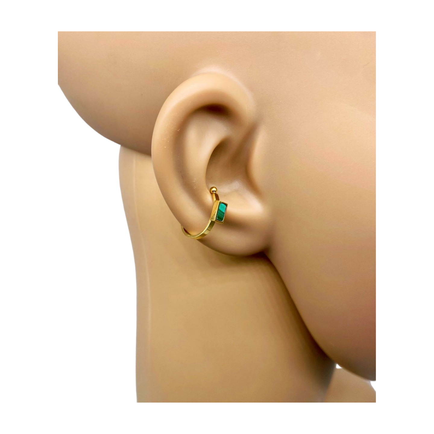 Gouden Earcuff | Groene steen | Stainless steel Day & Eve
