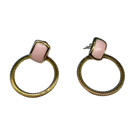 Gouden Oorbellen met roze Steen | Stainless steel Day & Eve