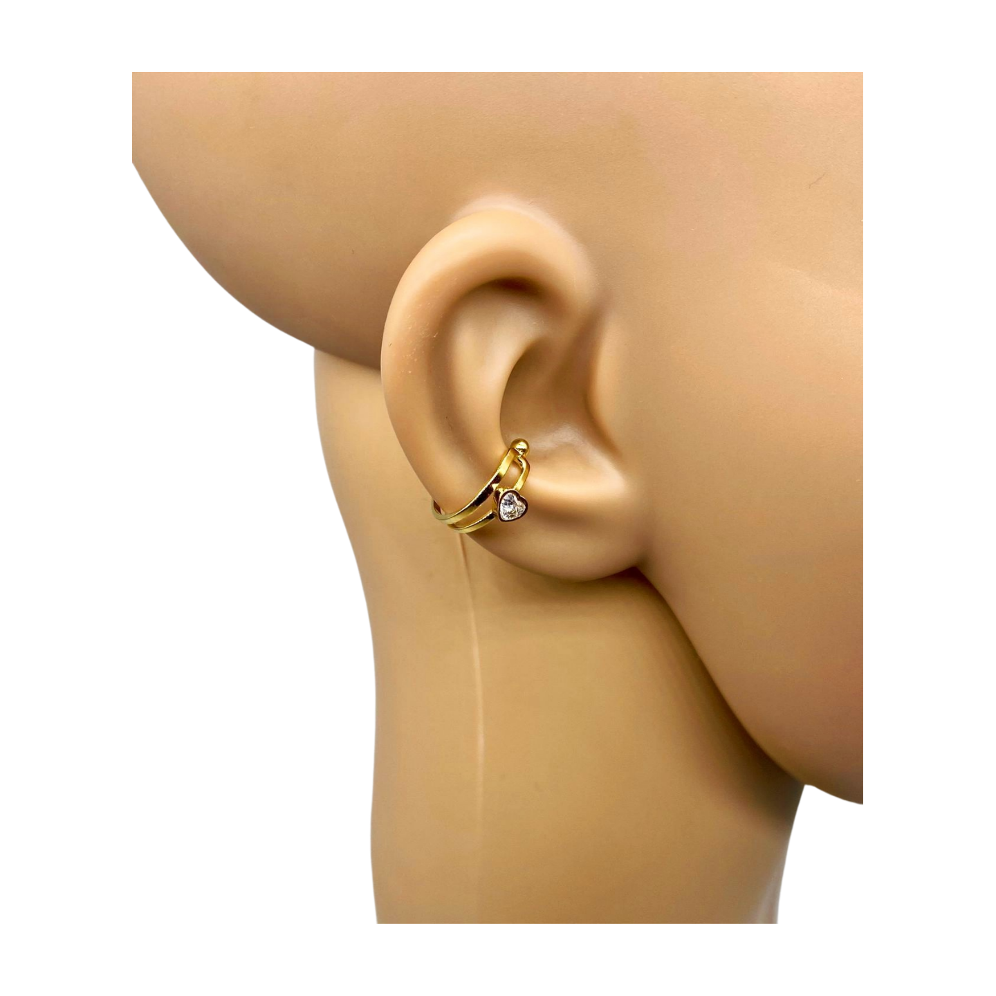 Gouden Earcuff | Diamanten hart | Stainless steel Day & Eve